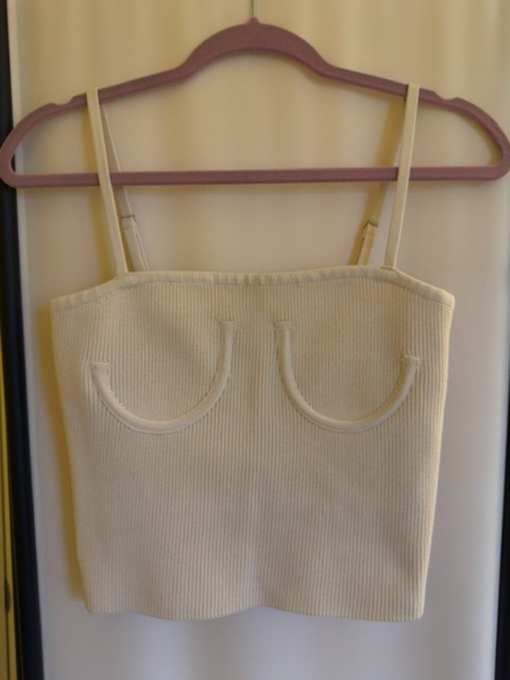 Dissh Cream Ribbed Knit Bustier Crop Cami Top, size 8